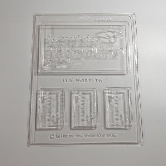 Vintage Candy Mold Congratulations Graduate Bar Polymer Clay Fondant 1984 Soap - Picture 5 of 6